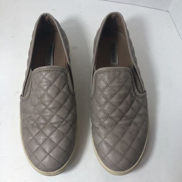 Steve Madden Shoes Womens Size 10 B Ecentrcq Brown Taupe Quilted Slip On D3 - Picture 4 of 11